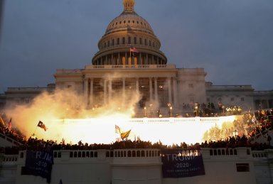 FILE PHOTO: Supporters of U.S. President Donald Trump gather in Washington