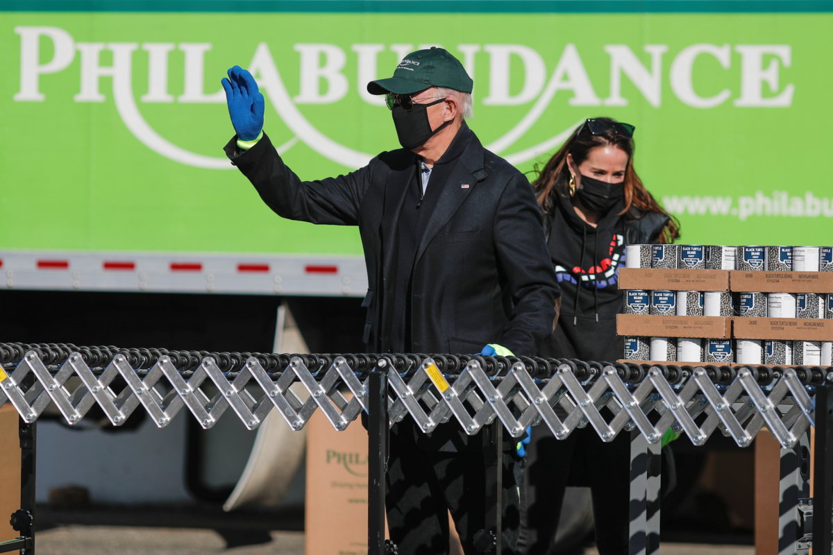 U.S. President-elect Joe Biden volunteers at Philabundance in Philadelphia, Pennsylvania