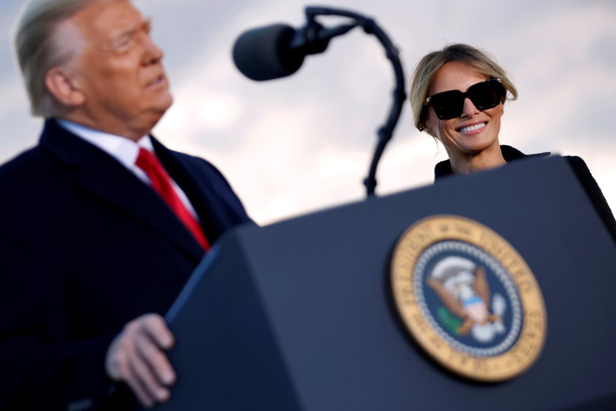 FILE PHOTO: First lady Trump smiles at Joint Base Andrews, Maryland