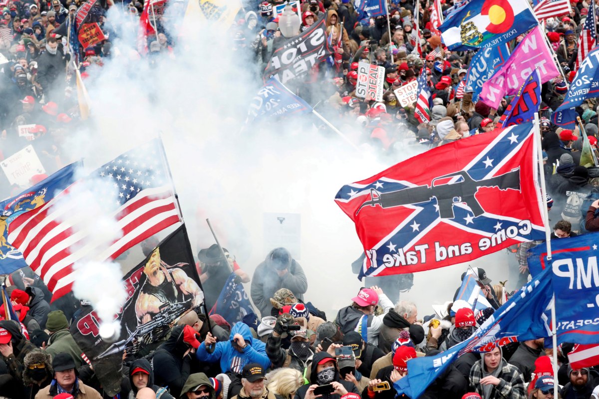 FILE PHOTO: Supporters of U.S. President Donald Trump gather in Washington