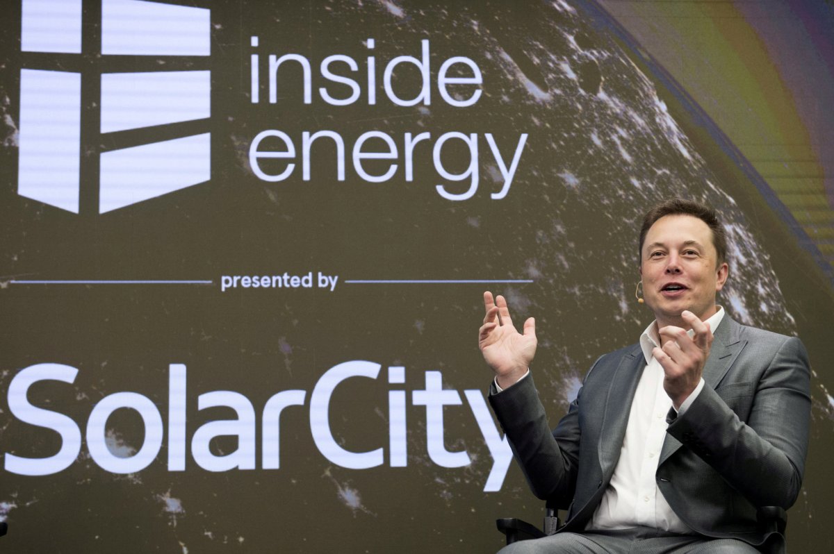 FILE PHOTO: Elon Musk, Chairman of SolarCity and CEO of Tesla Motors, speaks at SolarCityÕs Inside Energy Summit in Midtown, New York