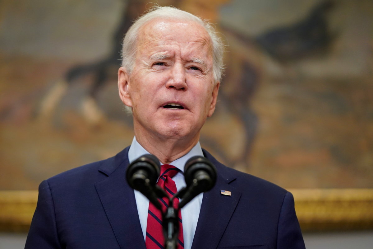 U.S. President Joe Biden speaks about his $1.9 trillion coronavirus relief package in Washington