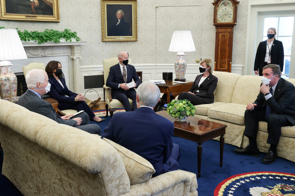 FILE PHOTO: U.S. President Biden holds coronavirus response meeting with members of Congress at the White House in Washington