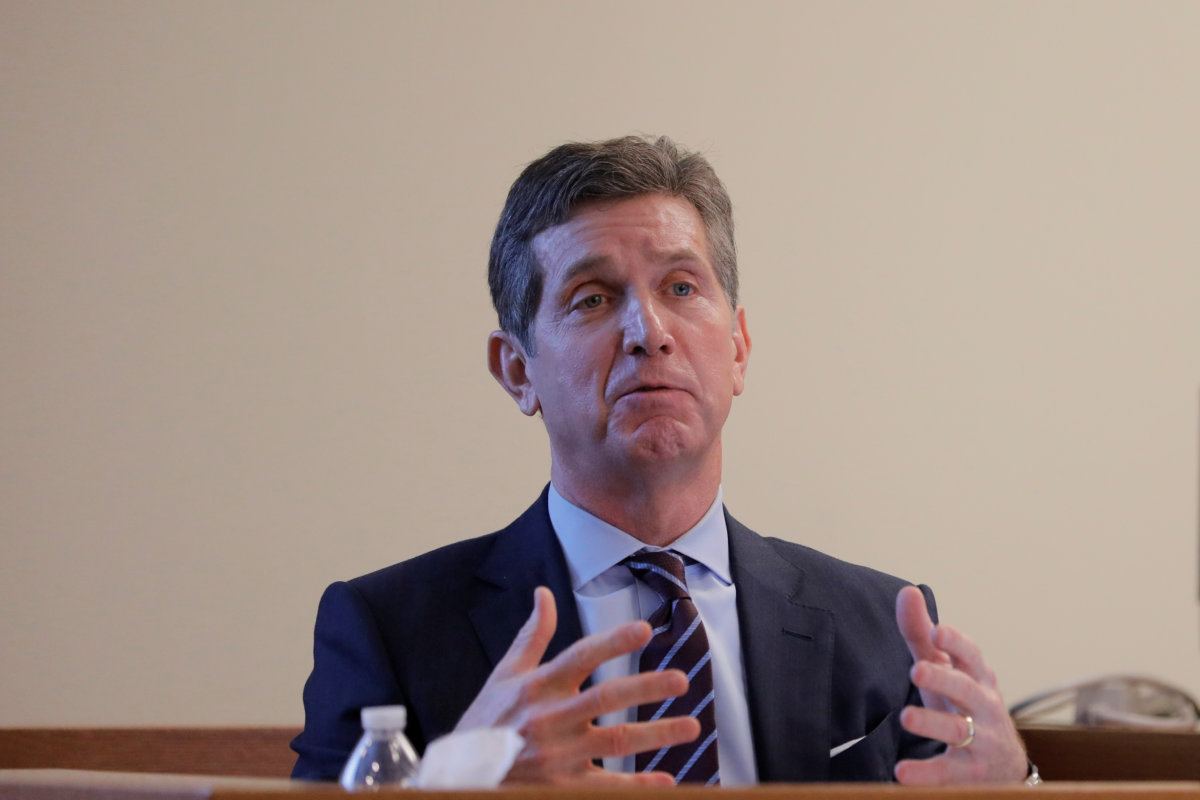 Alex Gorsky, chairman and CEO of Johnson & Johnson, takes the stand as a witness in New Jersey Supreme Court in New Brunswick