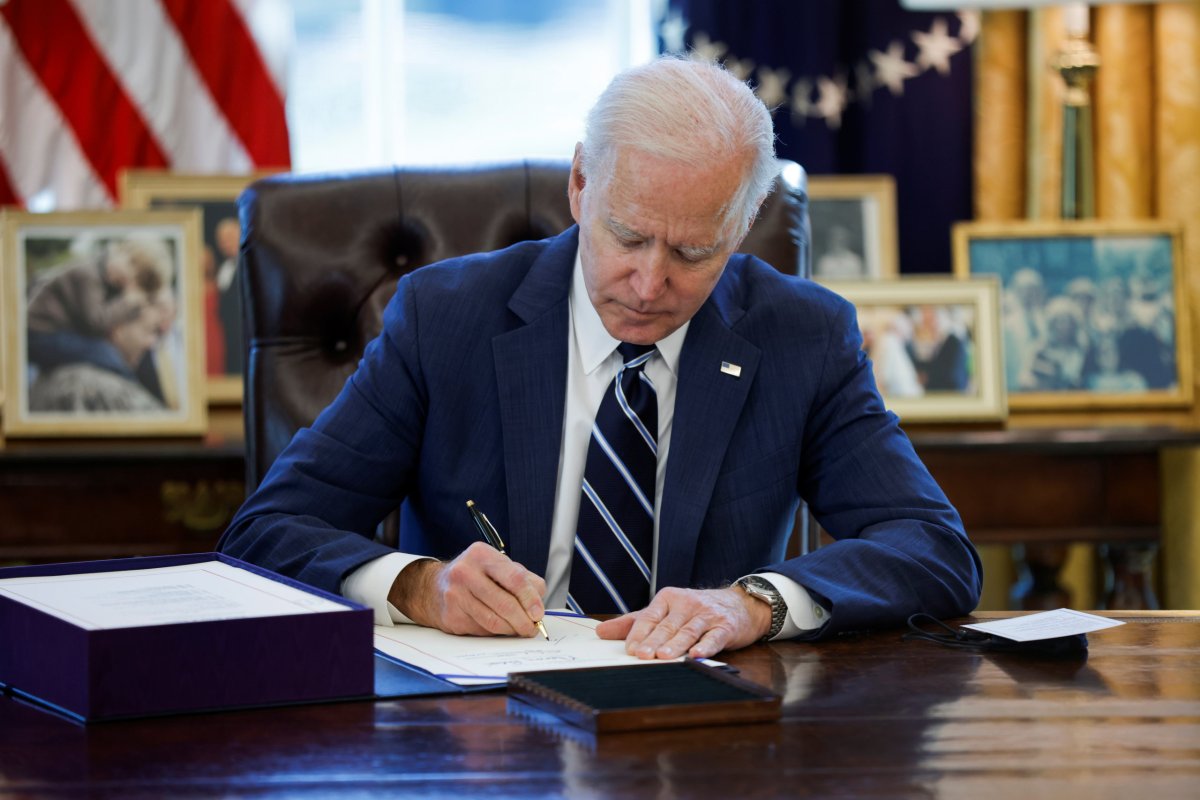 U.S. President Biden signs the American Rescue Plan in Washington