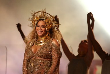 FILE PHOTO – Beyonce performs at the 59th Annual Grammy Awards in Los Angeles