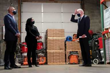 U.S. President Biden promotes American Rescue Plan during visit to small business in Chester, Pennsylvania