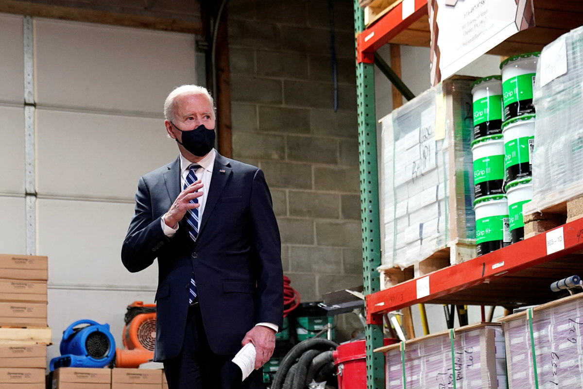 U.S. President Biden promotes American Rescue Plan during visit to small business in Chester, Pennsylvania