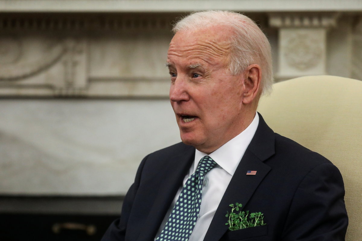 FILE PHOTO: U.S. President Biden participates in virtual events to mark St. Patrick’s Day at the White House in Washington