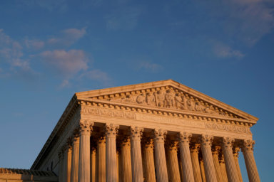 FILE PHOTO: A general view of the U.S. Supreme Court building at sunset in Washington