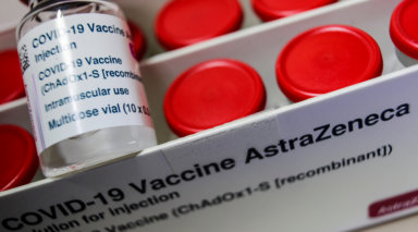 FILE PHOTO: Vial with the AstraZeneca’s coronavirus disease (COVID-19) vaccine is pictured in Berlin