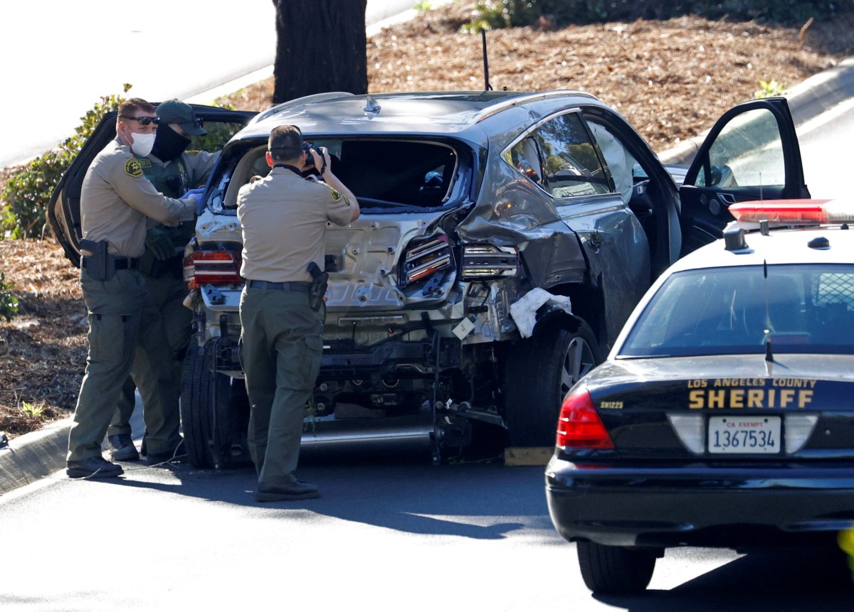 Vicinity of a scene where Tiger Woods was involved in a car crash near Los Angeles