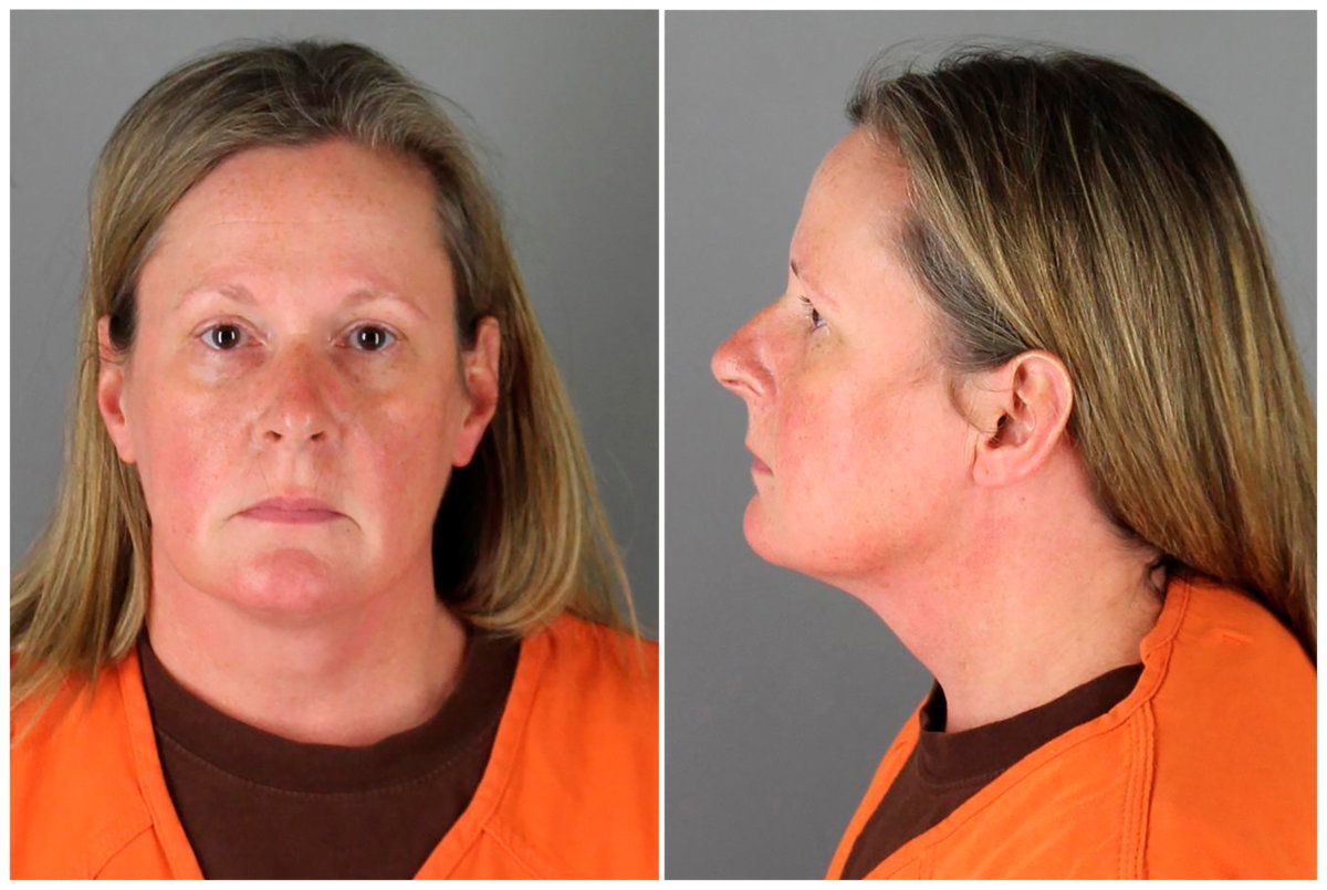 Kim Potter poses for a booking photograph at Hennepin County Jail