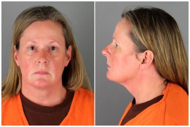 Kim Potter poses for a booking photograph at Hennepin County Jail