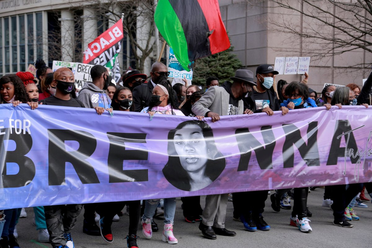 FILE PHOTO: Rally to mark one year since Breonna Taylor was shot and killed by police, in Louisville