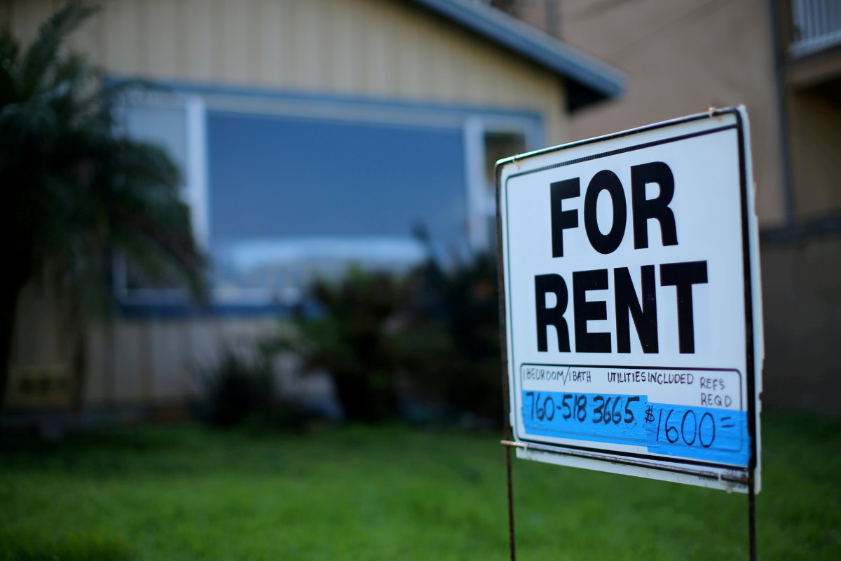 FILE PHOTO: A “For Rent” sign outside a residential home in Carlsbad