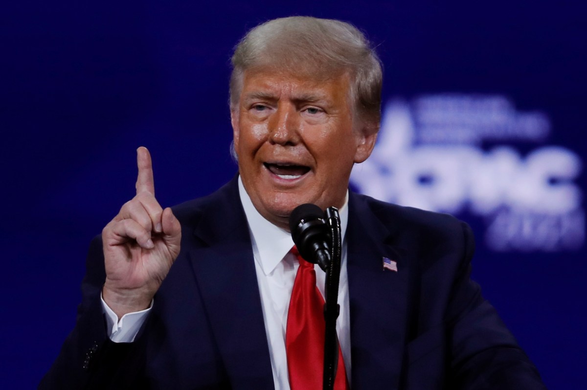 FILE PHOTO: Former U.S. President Donald Trump speaks at the Conservative Political Action Conference in Orlando