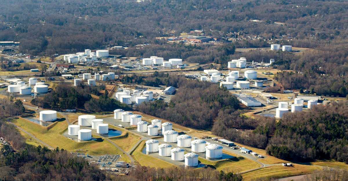 Holding tanks are seen at a Colonial Pipeline facility in an undated photograph