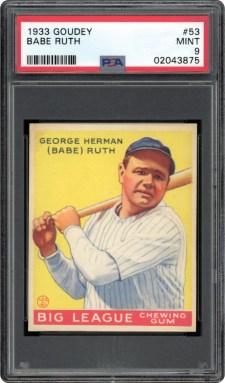 A 1933 Goudey Babe Ruth baseball card from the collection of Dr. Thomas Newman