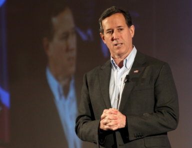 File photo of U.S. Republican presidential candidate Rick Santorum speaking at the New Hampshire GOP’s FITN Presidential town hall in Nashua.