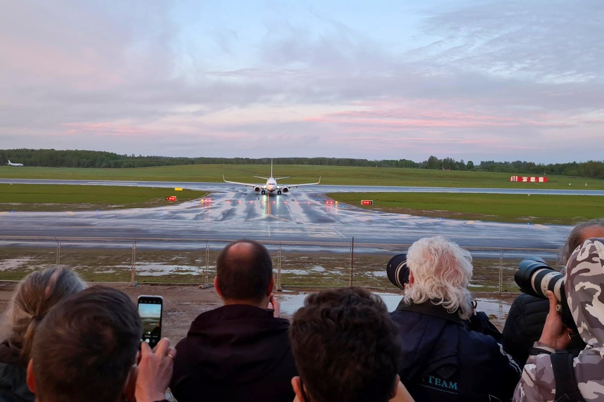 A Ryanair aircraft, which was diverted to Belarus, lands at Vilnius Airport in Vilnius