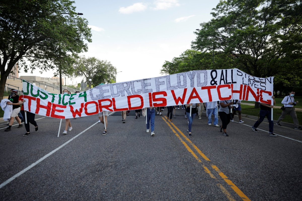 March calling for justice for those killed by police officers, in St. Paul, Minnesota