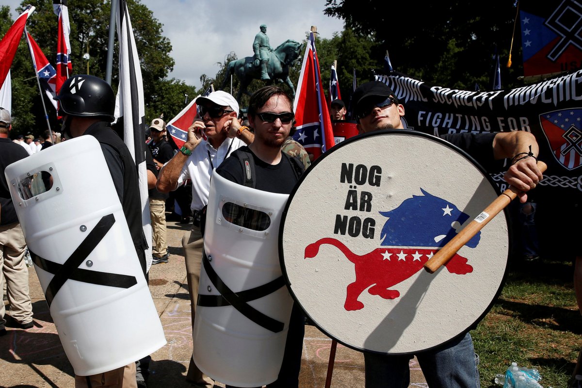 White supremacists clash with counter protesters at a rally in Charlottesville, Virginia