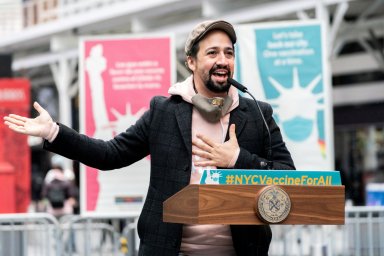 FILE PHOTO: Opening of Broadway vaccination site, in New York City