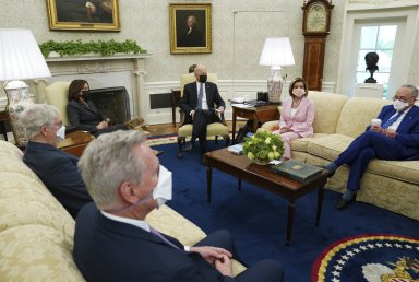 FILE PHOTO: President Biden holds an infrastructure meeting with Congressional leaders at the White House in Washington