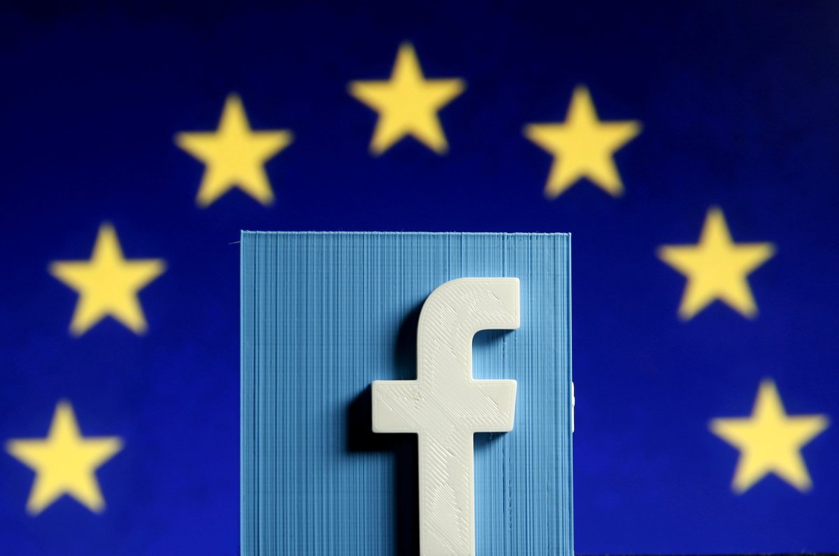 FILE PHOTO: Facebook logo in front of the EU flag