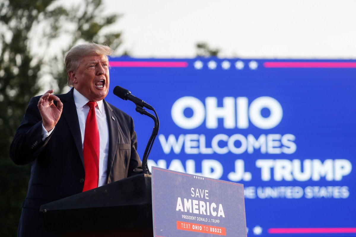 Former U.S. President Trump holds a rally in Wellington, OH