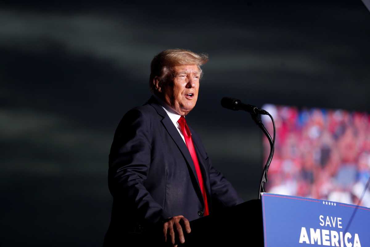 Former President Donald Trump speaks in Sarasota