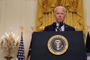 U.S. President Biden speaks about U.S. withdrawal from Afghanistan at the White House in Washington