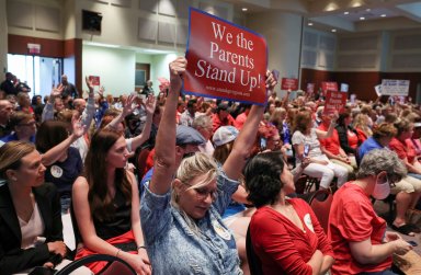 FILE PHOTO: A Virginia School board meeting reflects a battle playing out across the country over a once-obscure academic doctrine known as Critical Race Theory, in Ashburn