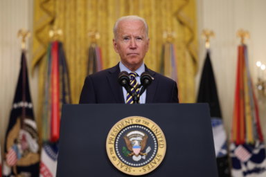 U.S. President Biden speaks about U.S. withdrawal from Afghanistan at the White House in Washington