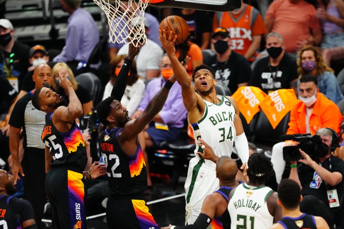 Giannis Antetokounmpo Bucks Suns NBA Finals