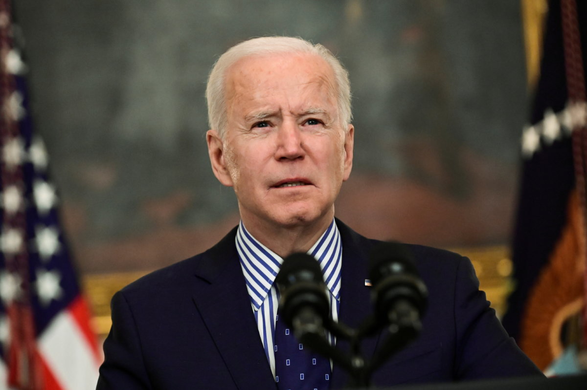 FILE PHOTO: U.S. President Joe Biden makes remarks from the White House after his coronavirus pandemic relief legislation passed in the Senate, in Washington