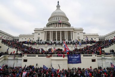 FILE PHOTO: Supporters of U.S. President Donald Trump gather in Washington