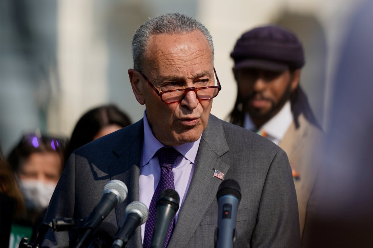 FILE PHOTO: Senate Majority Leader Schumer during news conference urging action on climate change at the U.S. Capitol in Washington