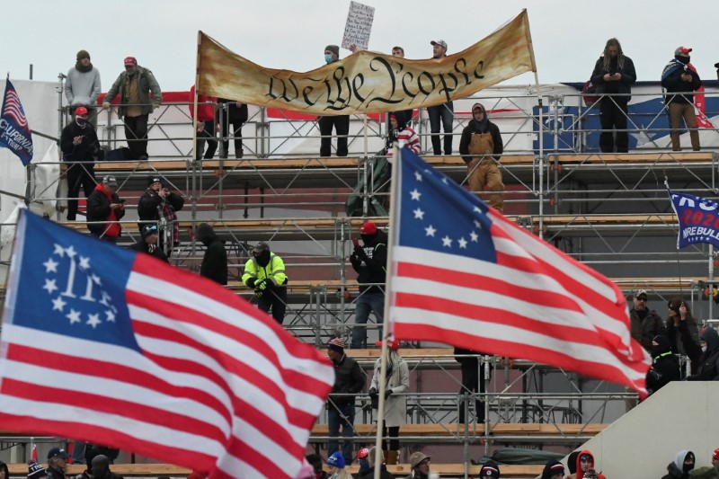 FILE PHOTO: Supporters of U.S. President Donald Trump gather in Washington