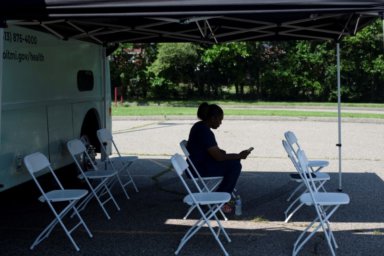 FILE PHOTO: Mobile vaccination clinic hosted by Detroit Health Department in partnership with Detroit Public Schools Community District