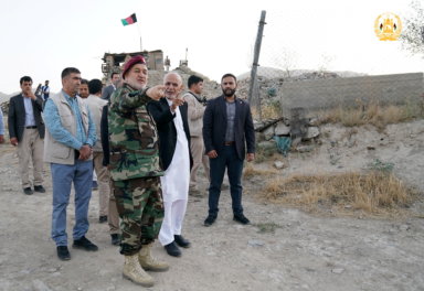Afghanistan’s President Ashraf Ghani and acting defence minister Bismillah Khan Mohammadi visit  military corps in Kabul