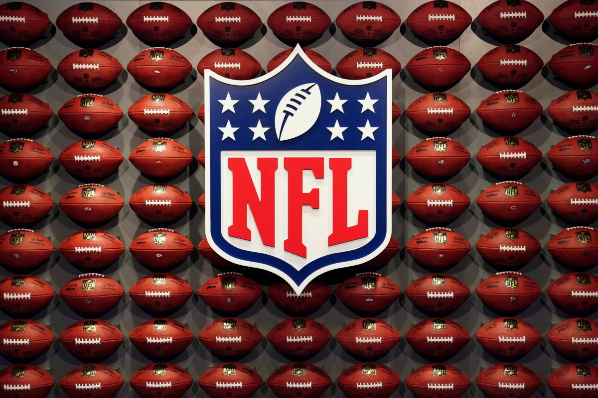 FILE PHOTO: The NFL logo is pictured at an event in the Manhattan borough of New York City