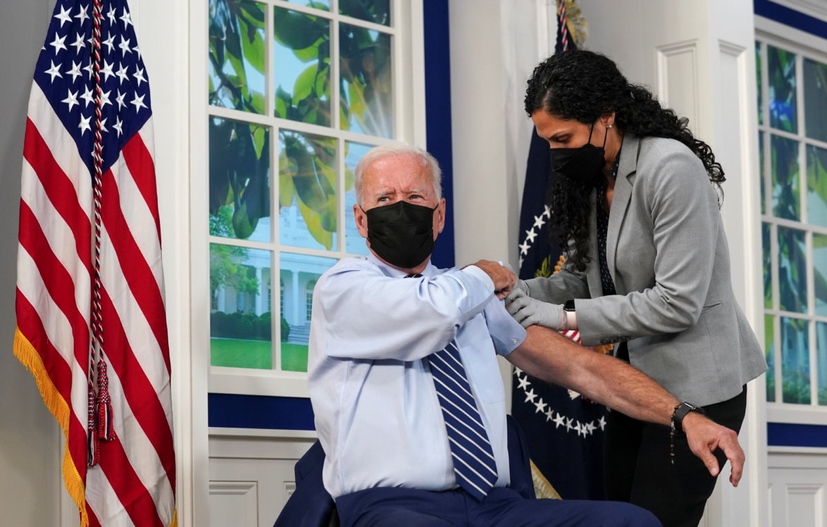 President Biden gets a COVID-19 vaccine booster at the White House in Washington