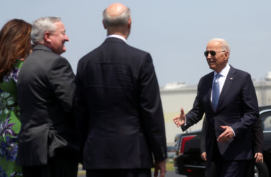 U.S. President Joe Biden arrives at Philadelphia International Airport
