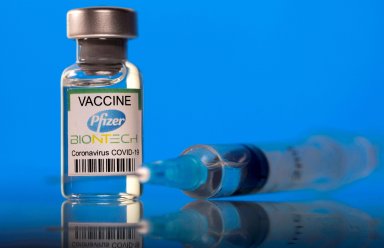 FILE PHOTO: Picture illustration of a vial labelled with the Pfizer-BioNTech coronavirus disease (COVID-19) vaccine