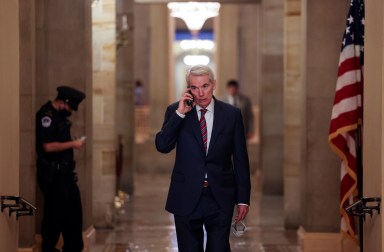 Senate Republicans arrive for luncheon on Capitol Hill in Washington