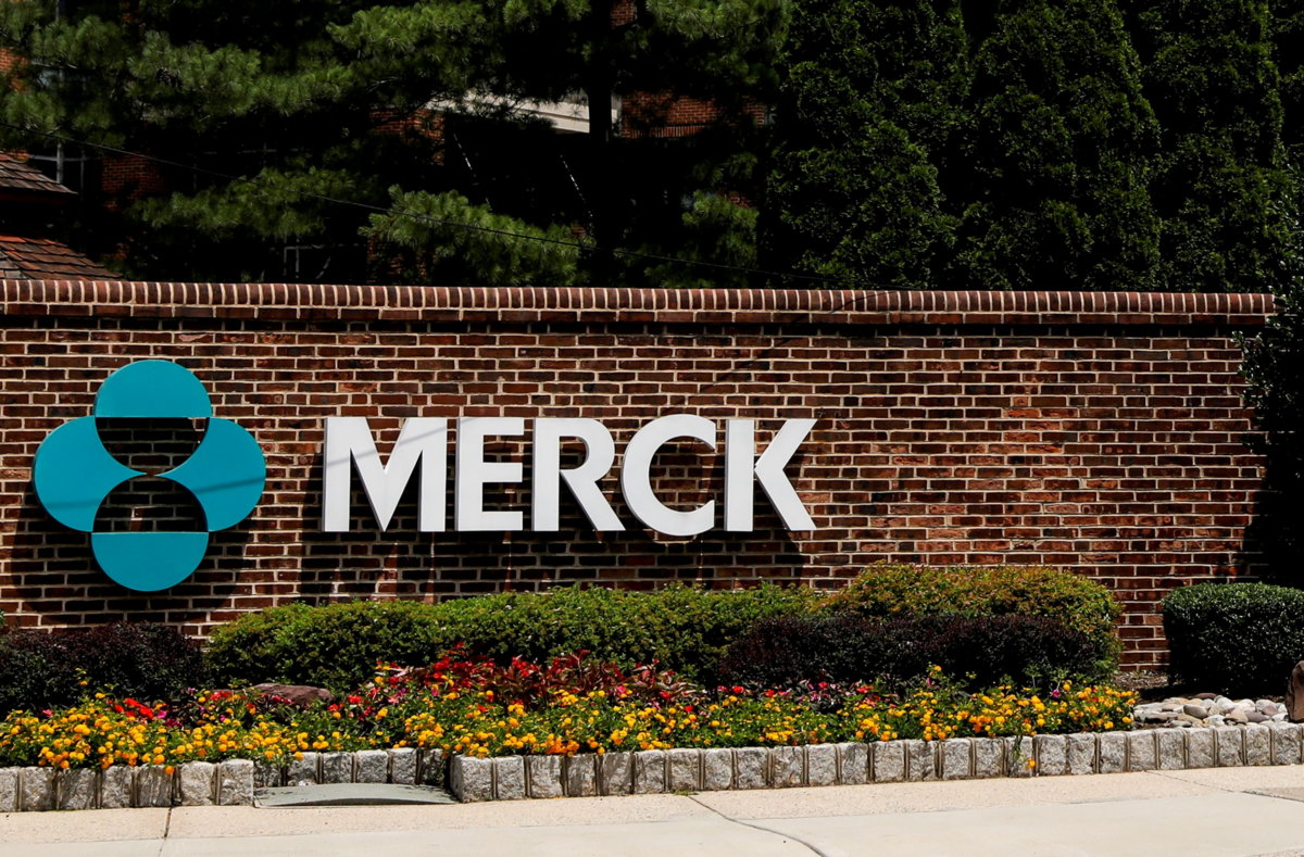 FILE PHOTO: FILE PHOTO: The Merck logo is seen at a gate to the Merck & Co campus in Rahway, New Jersey