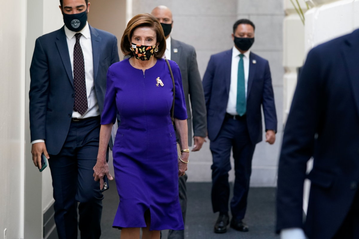House Speaker Nancy Pelosi (D-CA) arrives to a Democratic Caucus meeting on Capitol Hill in Washington