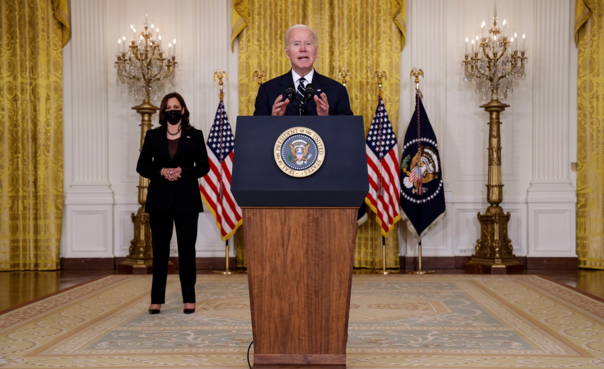 U.S. President Joe Biden provides update on Build Back Better agenda and infrastructure deal at the White House in Washington